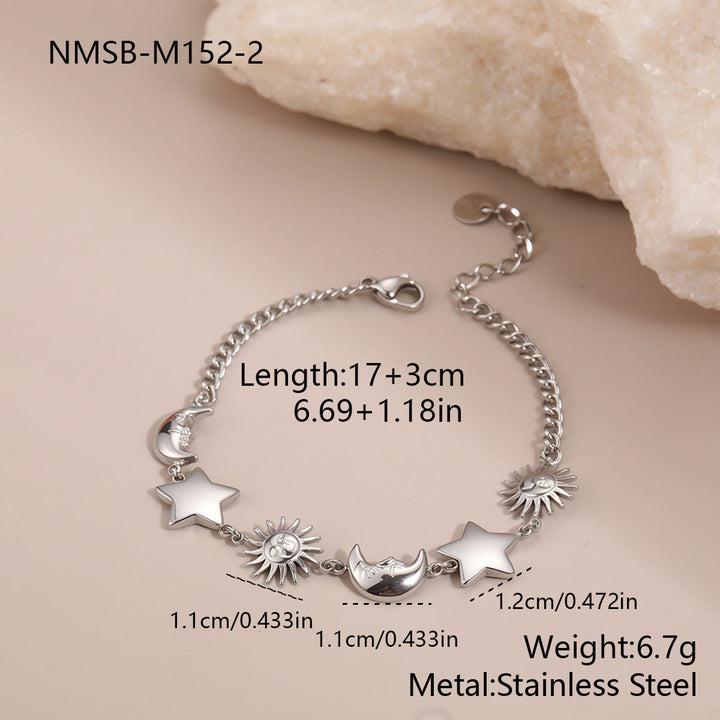 Sun Moon Stainless Steel Bracelet Light Luxury High-Grade Jewelry Non Fading Titanium Steel Ornament Women