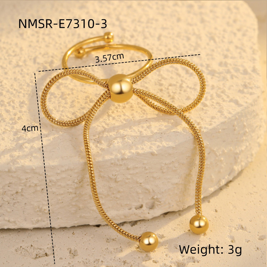 Stainless Steel Ring Exaggerated Irregular Asymmetric Geometric Abstract Plated 18K Gold Titanium Steel Ring Bracelet