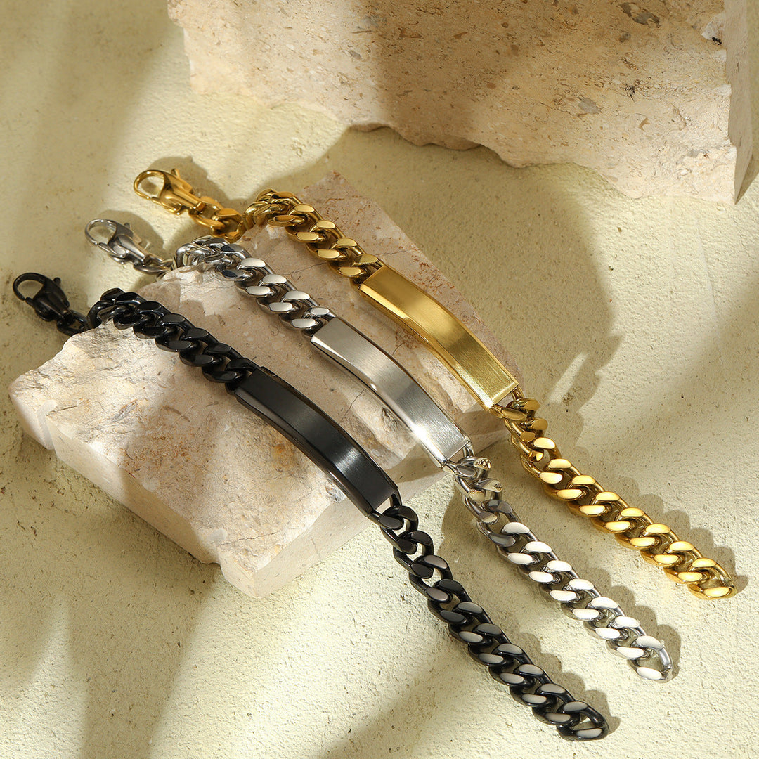 Vacuum Gold Plated Titanium Steel Bracelet Laser Laser Lettering DIY Trendy Stainless Steel Bracelet