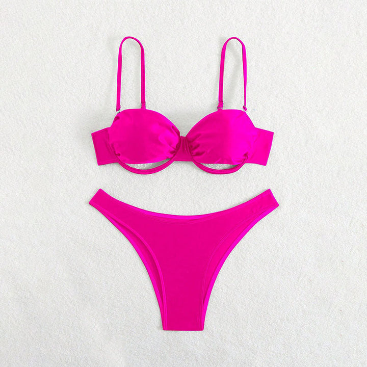 Solid Color Split Swimsuit Women Three Point Bikini Sexy Swimsuit Bikini