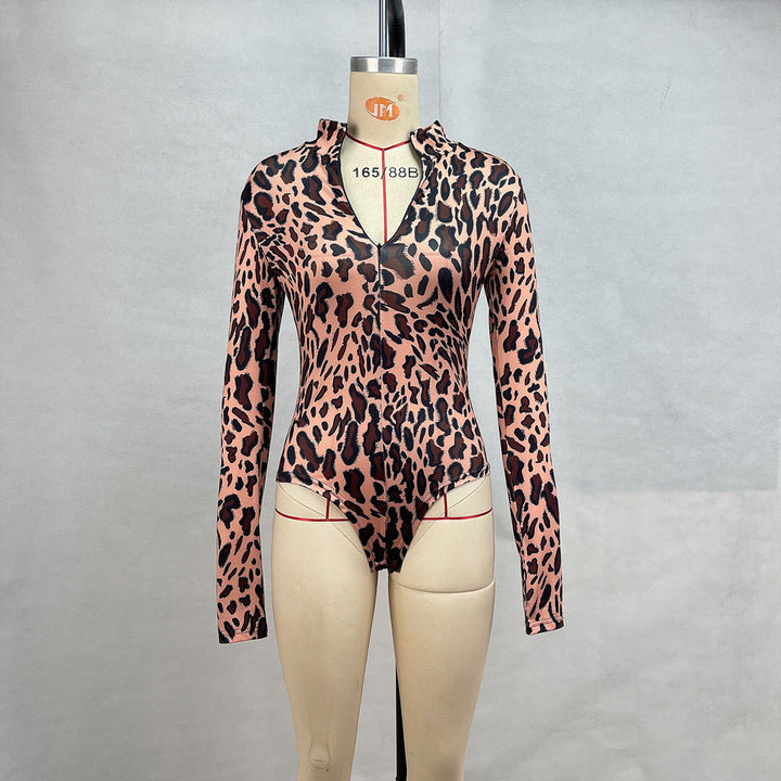 Women Clothing Autumn Stand Collar Long Sleeve Waist Tight Jumpsuit Women Sports Fitness Casual Women Top