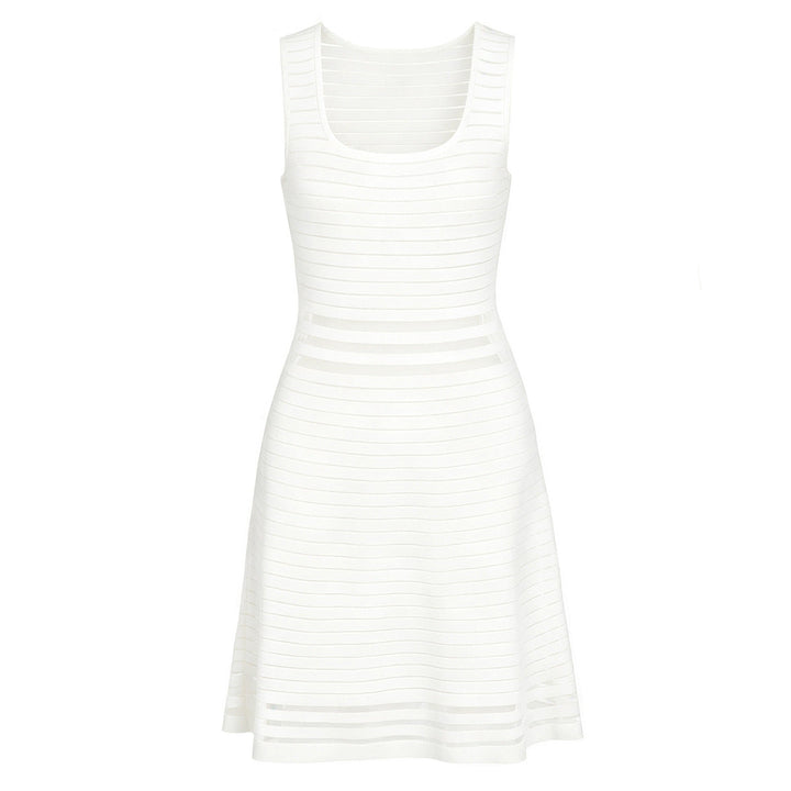 Summer Fashionable Knitted Heavy Industry Slim Slimming Sleeveless Dress for Women