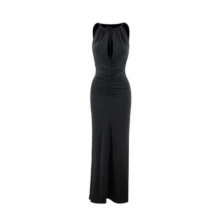Women Clothing Fall Inner Match Sexy Pleated Slim Private Clothing Maxi Dress