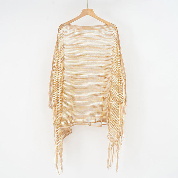 Sexy Mesh Sunscreen Striped Sunscreen Shawl Scarf Lady Shawl Towel