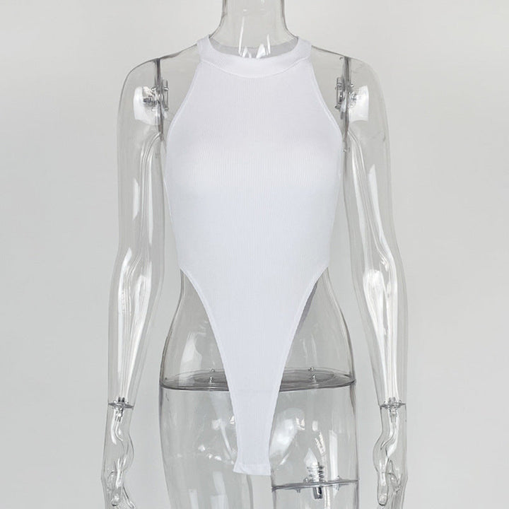 Summer Women Clothing Slim Vest Top Sexy Halter Sleeveless High Slit Bodysuit