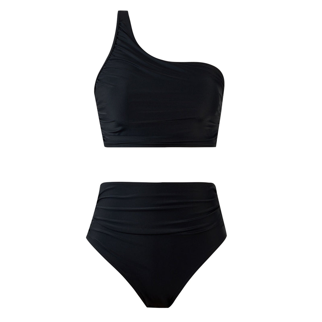 High Waist Solid Color Bikini Swimsuit Women Split Swimsuit Bikini