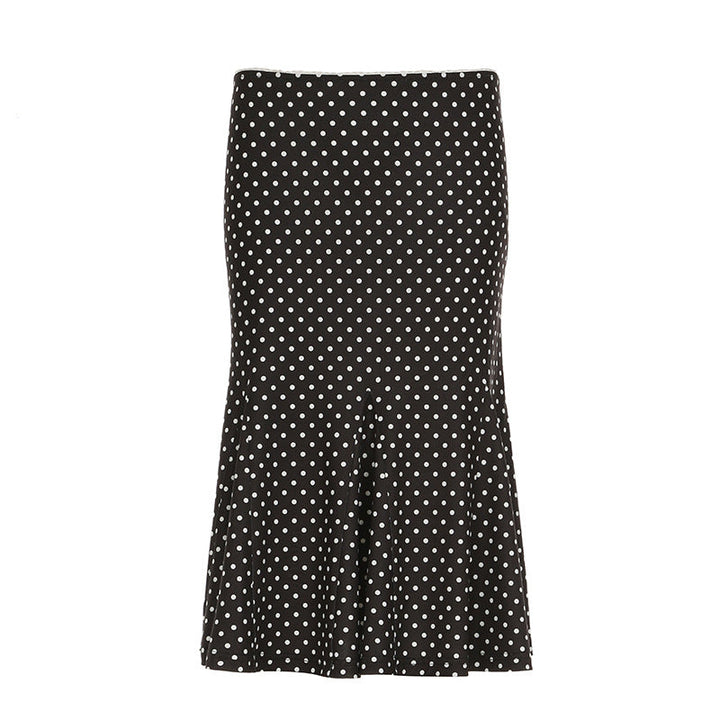 Summer French Mid Length Printed Polka Dot Skirt Retro Hip Wrapped Fishtail Skirt