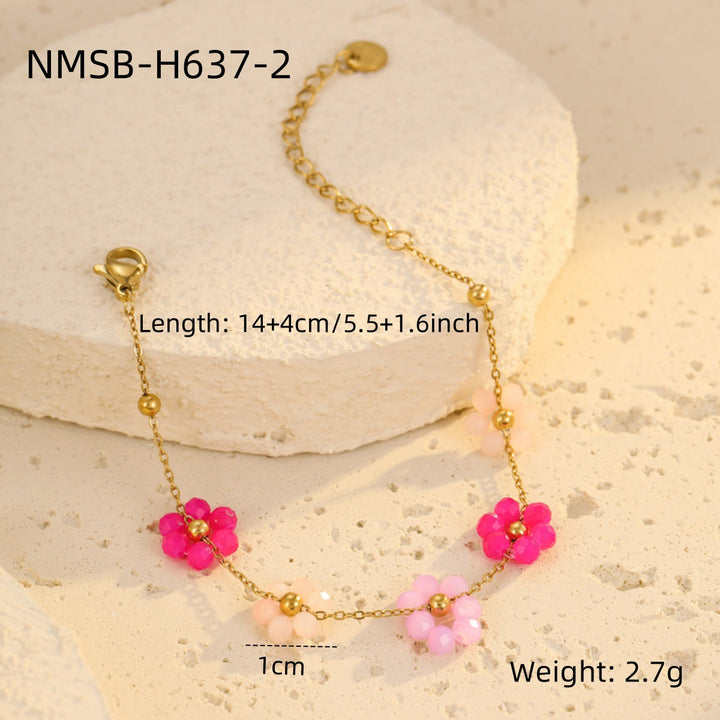 Bracelet Niche Colorful Floral Beaded Bracelet Ladies Ornament Light Luxury Ornament