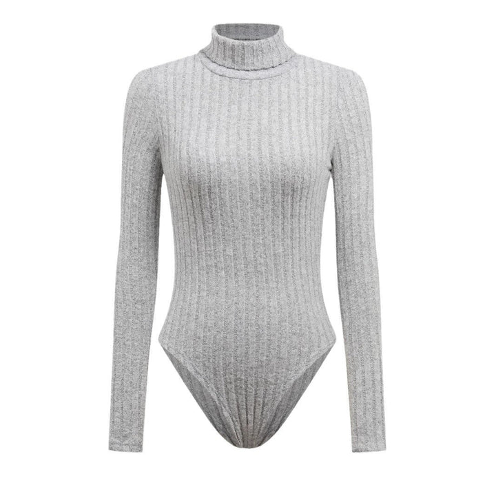 Women Wear Source Knitted Long Sleeve Turtleneck Slim Fit Jumpsuit Bodysuit