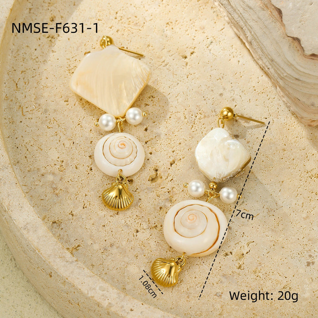 Ocean Series Beach Vacation Necklace Bracelet Earrings Shell Starfish Stainless Steel Summer Ornament