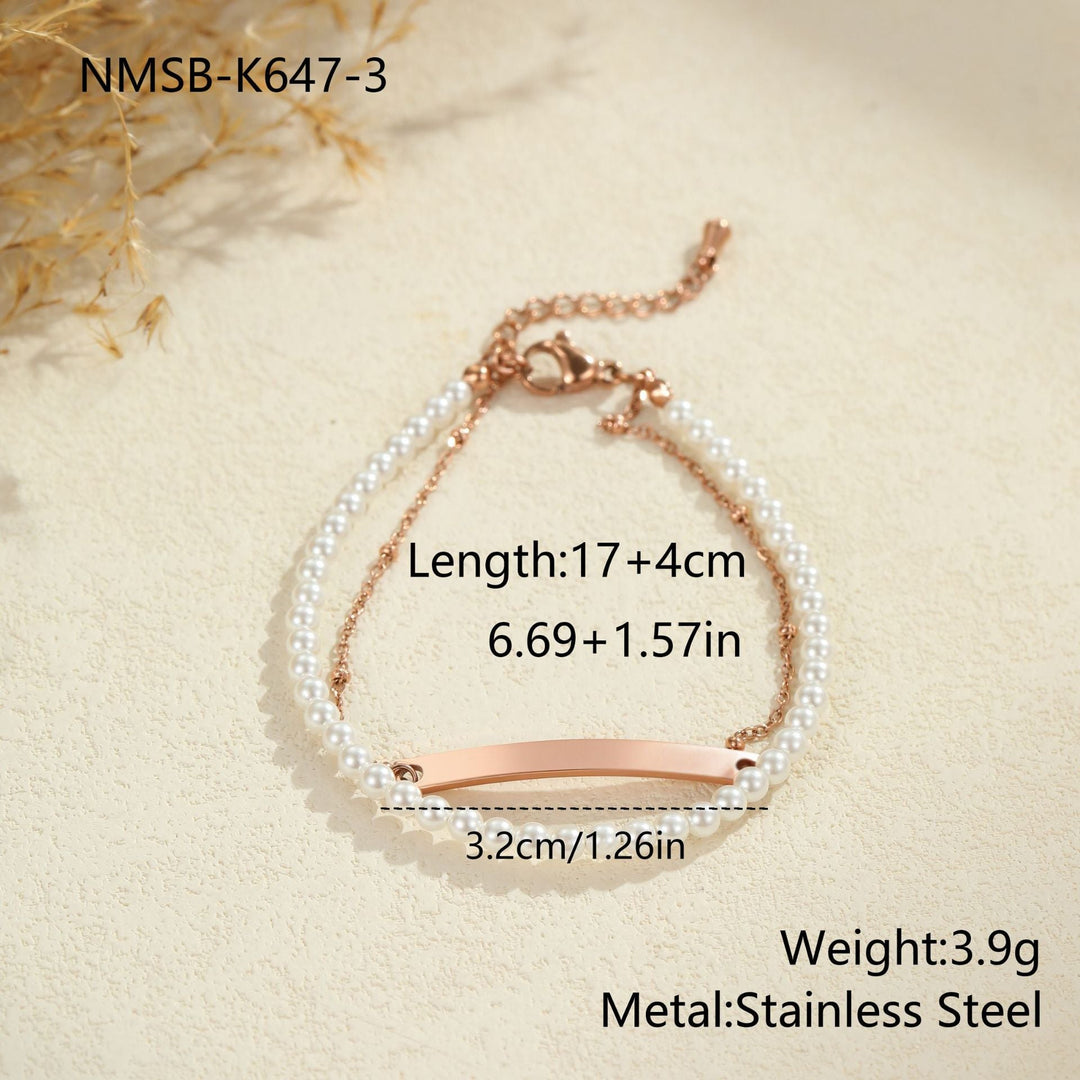 Pearl Stainless Steel Bracelet DIY Can Carve Writing Holiday Gift Titanium Steel Bracelet Light Luxury Bracelet
