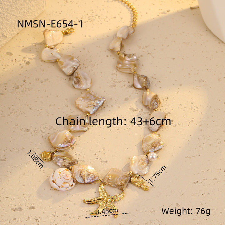Ocean Series Beach Vacation Necklace Bracelet Earrings Shell Starfish Stainless Steel Summer Ornament