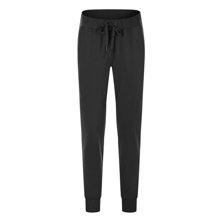 Spring Summer Elastic Lace-up Waist Yoga Pants Simple Straight Sports Casual Elastic Ankle-Tied Cropped Pants for Women