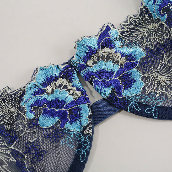 Classic Embroidery Floral Three Color Two Piece Set Sexy Suit