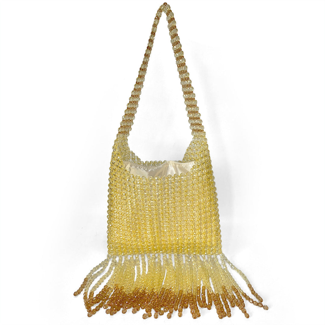 Western Pull Metal High Quality Bag Special Interest Design Tassel Handmade Beaded Dark Cool Underarm Bag