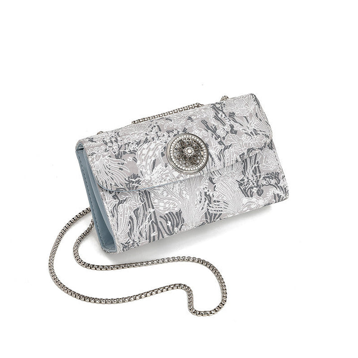 National Embroidered Small Square Bag Affordable Luxury Women Bag Diamond Minority Simple Chain Shoulder Messenger Bag