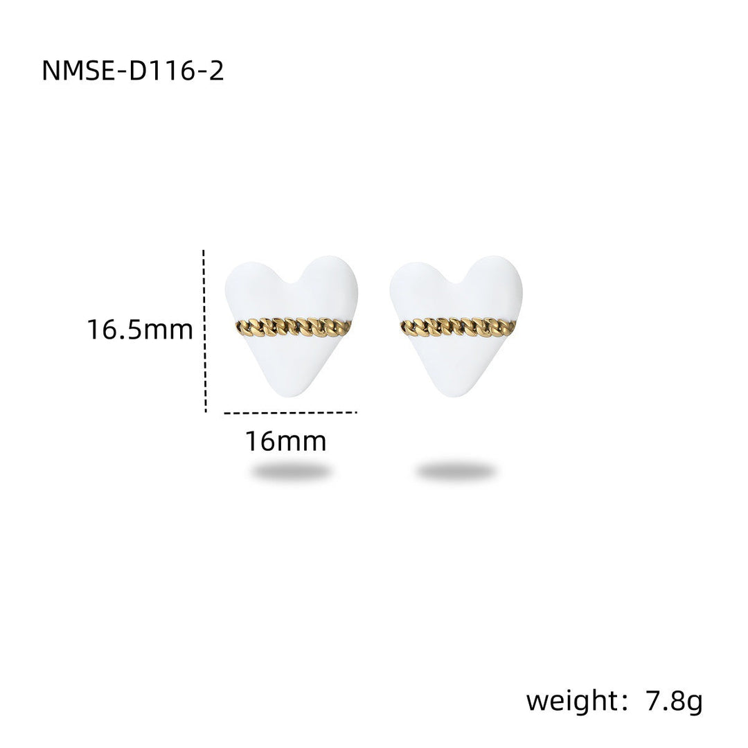 Colorful Oil Necklace Love Stainless Steel Studs Personalized Minority Design Light Luxury Titanium Steel Earrings
