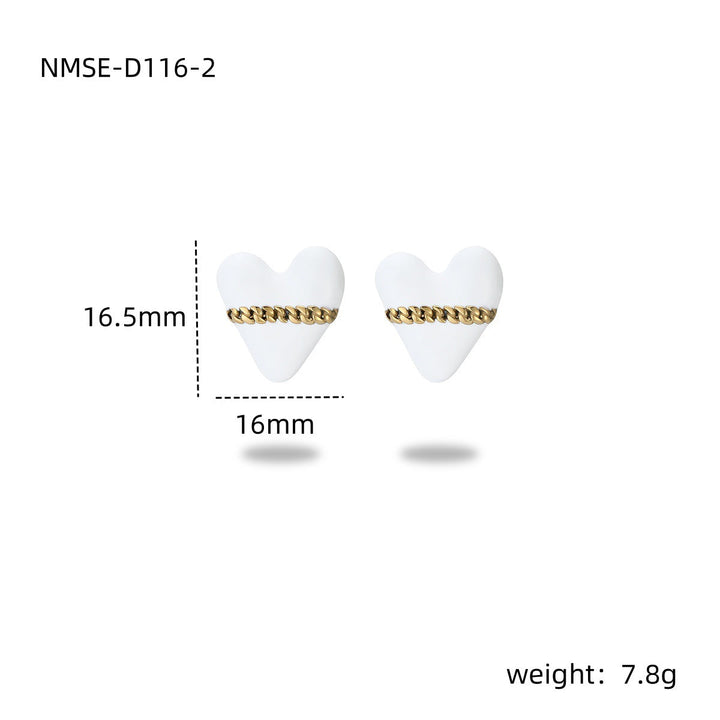 Colorful Oil Necklace Love Stainless Steel Studs Personalized Minority Design Light Luxury Titanium Steel Earrings