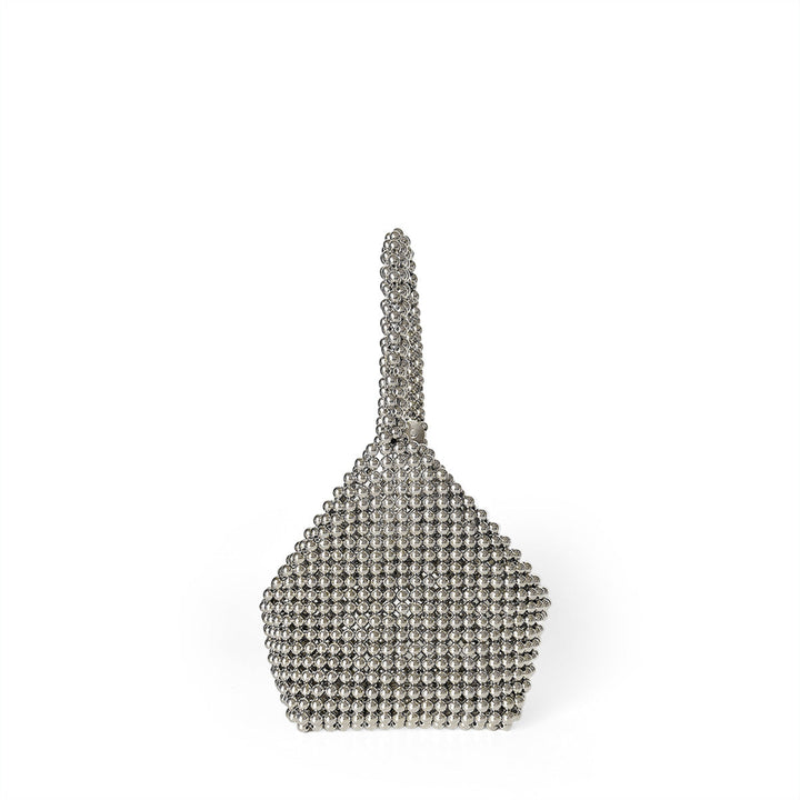 Special Interest Design Handmade Beaded Pearl Bag Women Retro Polygon Woven Casual Hand Bag