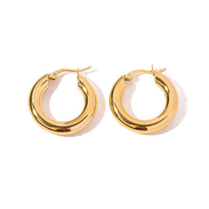 French Circle Non Fading Earrings Exaggerated Personalized Light Luxury Simplicity Online Influencer Earrings Stainless Steel Earrings for Women Accessories