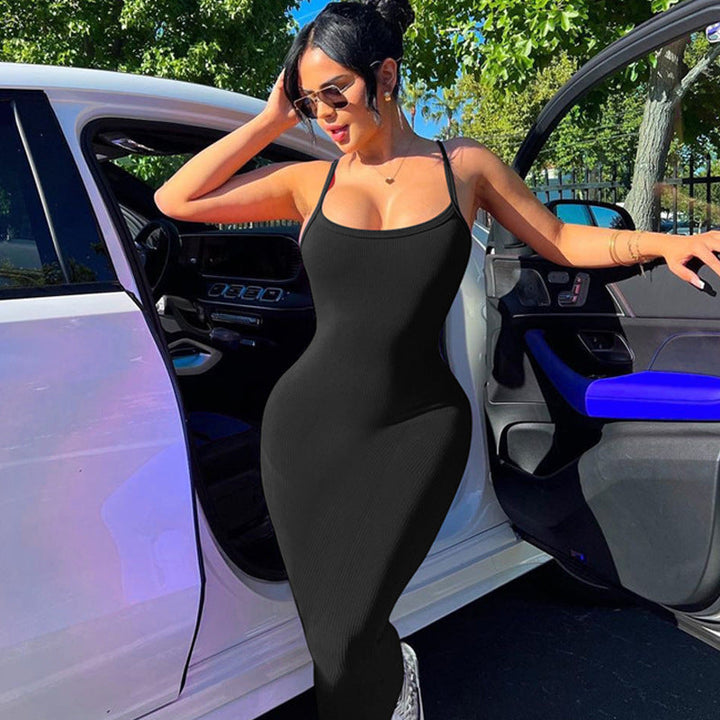 Summer Women Clothing Sexy Slim Fit Drape Sunken Stripe Strap Dress