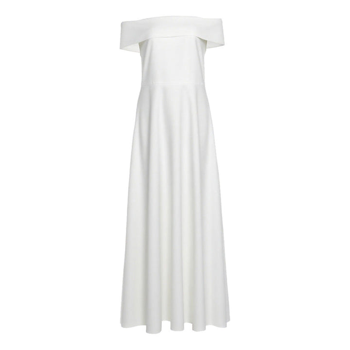 Autumn Sexy Slim off Shoulder Bandeau One Shoulder Solid Color Dress Women