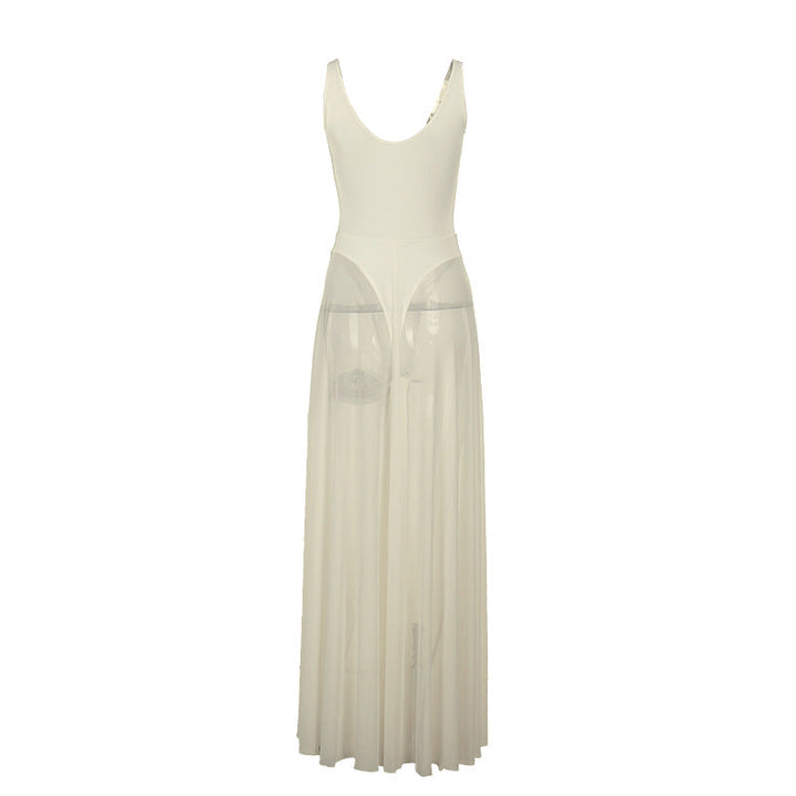 Autumn Sexy Maxi Dress Vacation Slim Fit Mesh A Line Dress