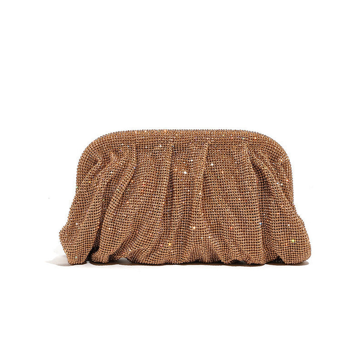Rhinestone Cloud Bag Pleated Women Bag Texture High End Cosmetic Bag Niche Messenger Bag