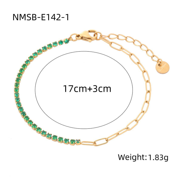 Arrival Rainbow Color Fine Diamond Titanium Steel Bracelets Women Exquisite Small Qiaoyi Row Full Diamond Stainless Steel Jewelry