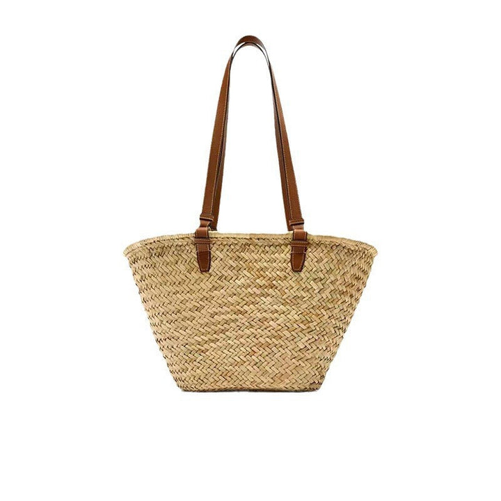 Simple Shoulder Straw Bag Large Capacity Straw Bag Woven Bag Vacation Beach Bag Natural Grass Women Bag