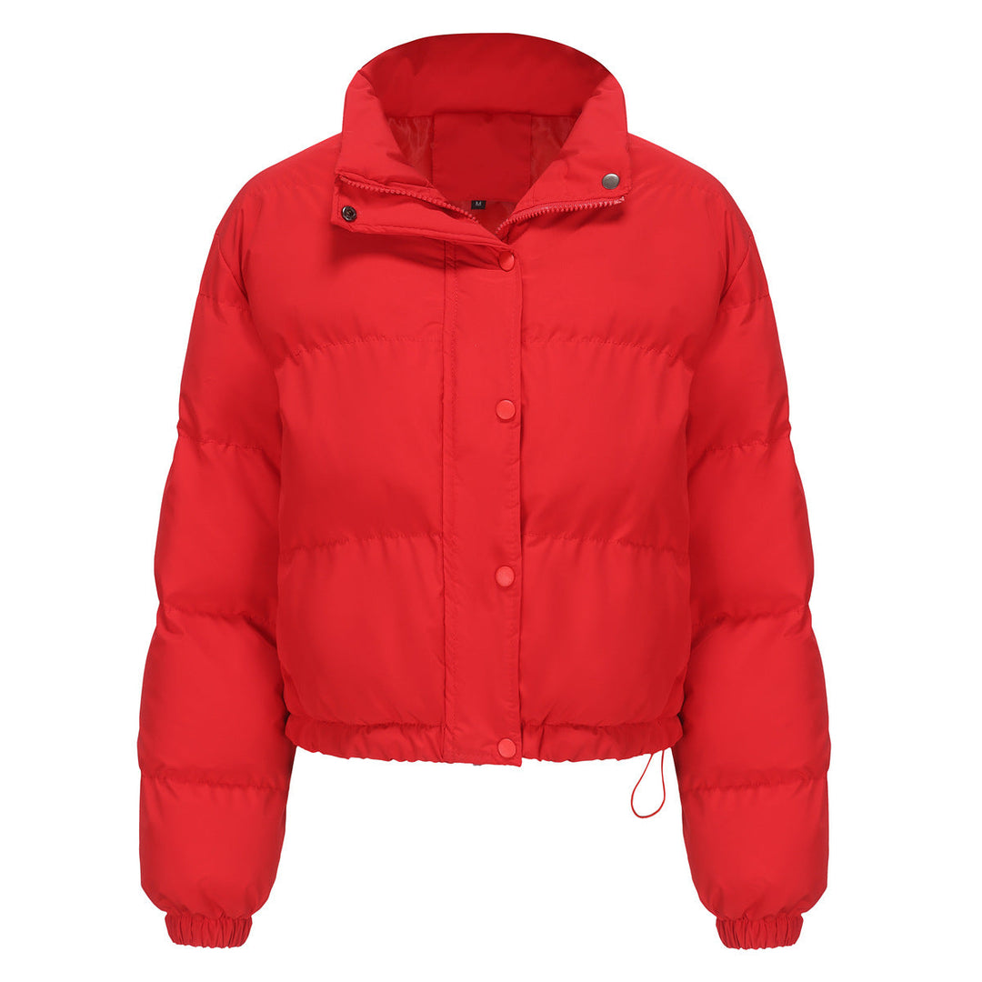 Autumn Winter Women Clothing Short Cotton Jacket Women Long Sleeve High Collar Warm Coat Loose Casual Cotton-Padded Clothes