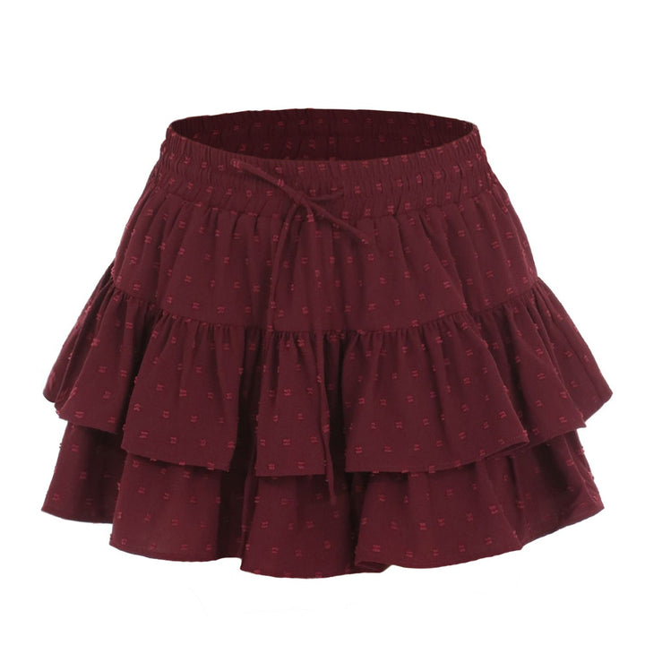 Women Lace up Adjustable Skirt Sports Wardrobe Malfunction Avoiding High Waist Elastic Pantskirt