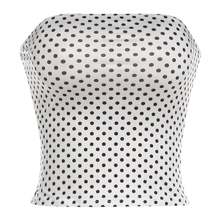Summer Women Slim Fit Sexy Tube Top Short Vest Polka Dot Top