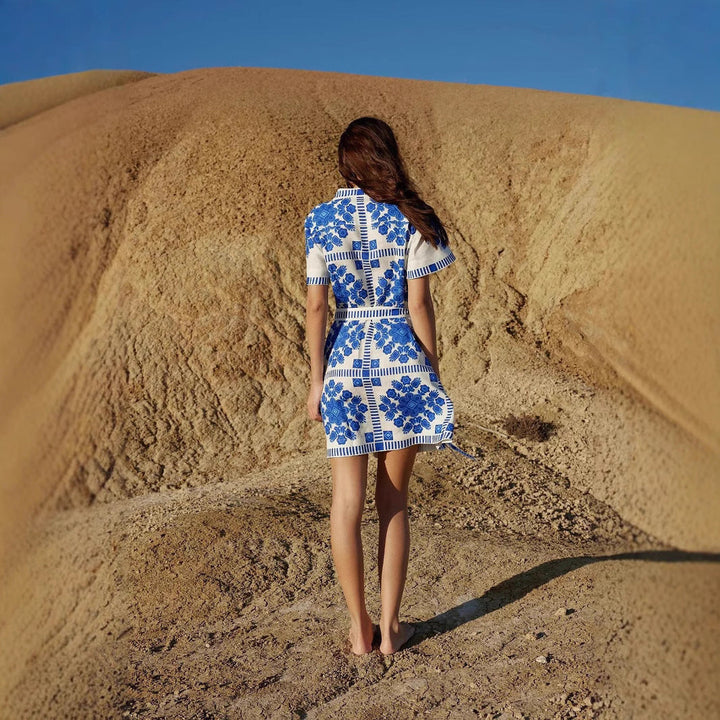 Summer Trade Casual Women Clothing Printed Lace up Dress