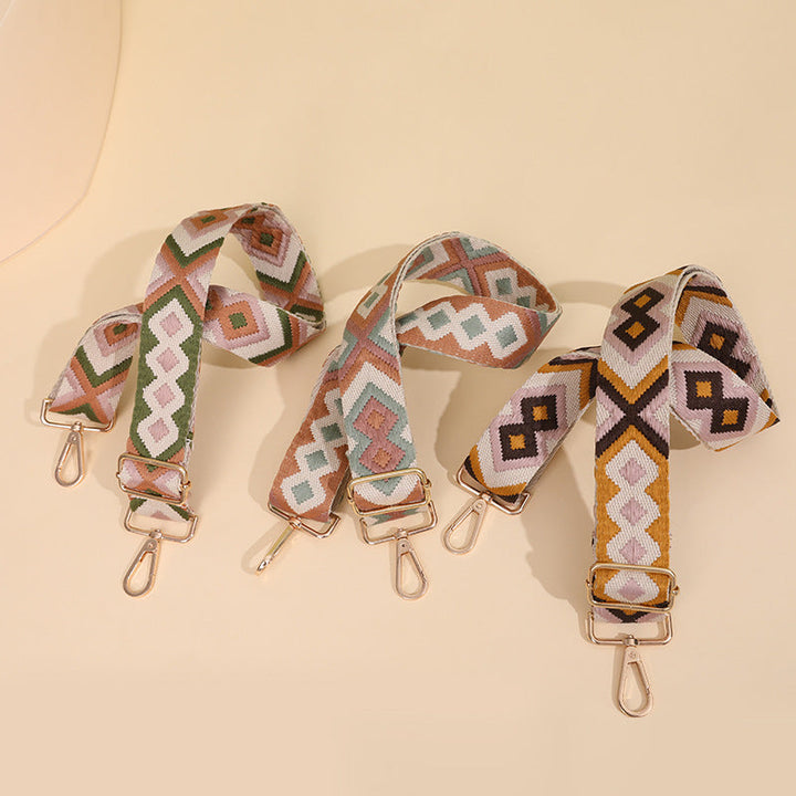Purse Chain Wide Shoulder Strap Crossbody Bag with Ethnic Contrast Color Backpack Accessories All Match Single Shoulder Crossbody Bag Strap