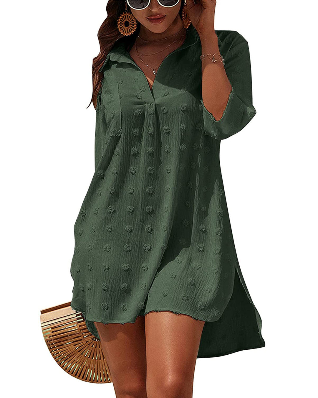 Women Clothing Dress Jacquard Irregular Asymmetric Lace Shirt Slip Dress Blouse