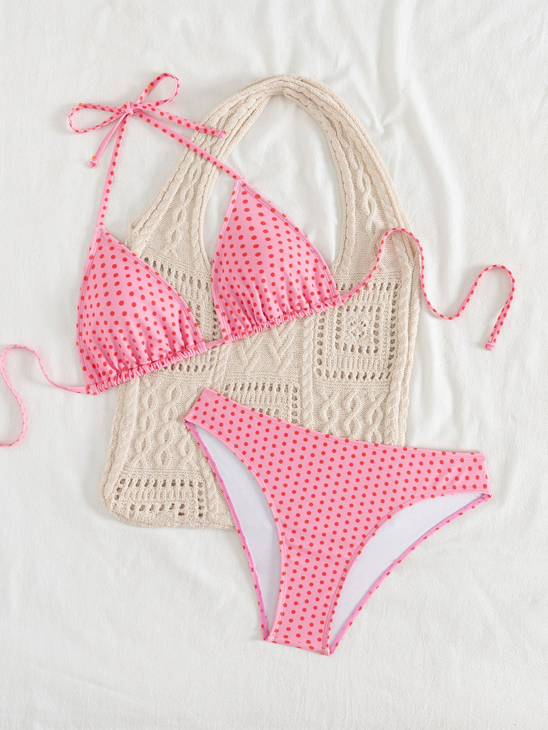 Bikini Polka Dot Printed Sexy Strap Split Swimsuit Spring Vacation Bikini