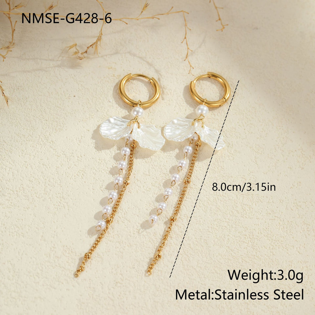 Retro Design Imitation Baroque Pearl Earrings Stainless Steel Earrings Plated 18K Gold Light Luxury Ear Rings