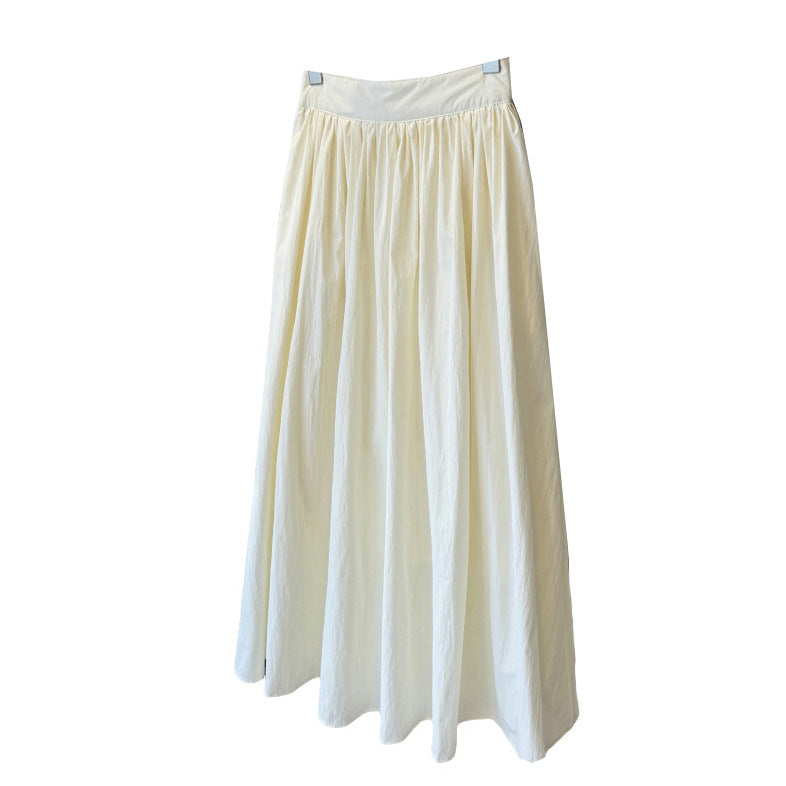 Season Simple Waist Fitted Slimming Large Hem A line Skirt Graceful Long Skirt