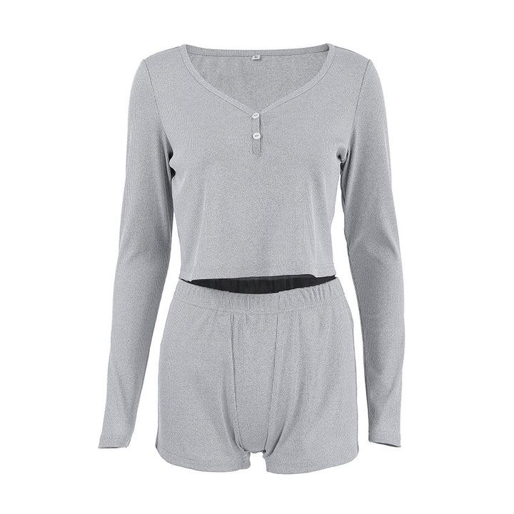 Comfort Slim Fit Breathable Home Wear Women Knitted Long Sleeve Shorts Pajamas Can Be Worn outside