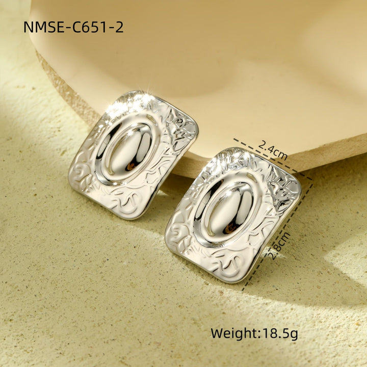 Light Extravagant Love Heart Geometric Abstract Square Titanium Steel Earrings Back Shaped Five Pointed Star High Grade Stainless Steel Earrings