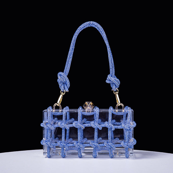 Spring Summer Alec Transparent Storage Box Handcraft Braiding Rope Small Square Bag Underarm Handbags