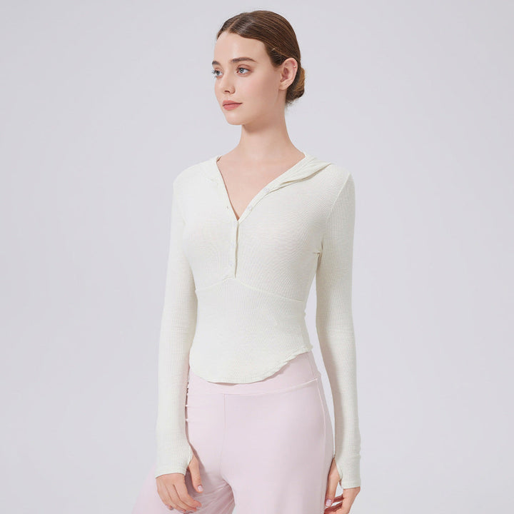 Bamboo Thread Hoodie Slimming Tops Outerwear Workout Clothes Running Yoga Slimming Long Sleeves Henry Sports