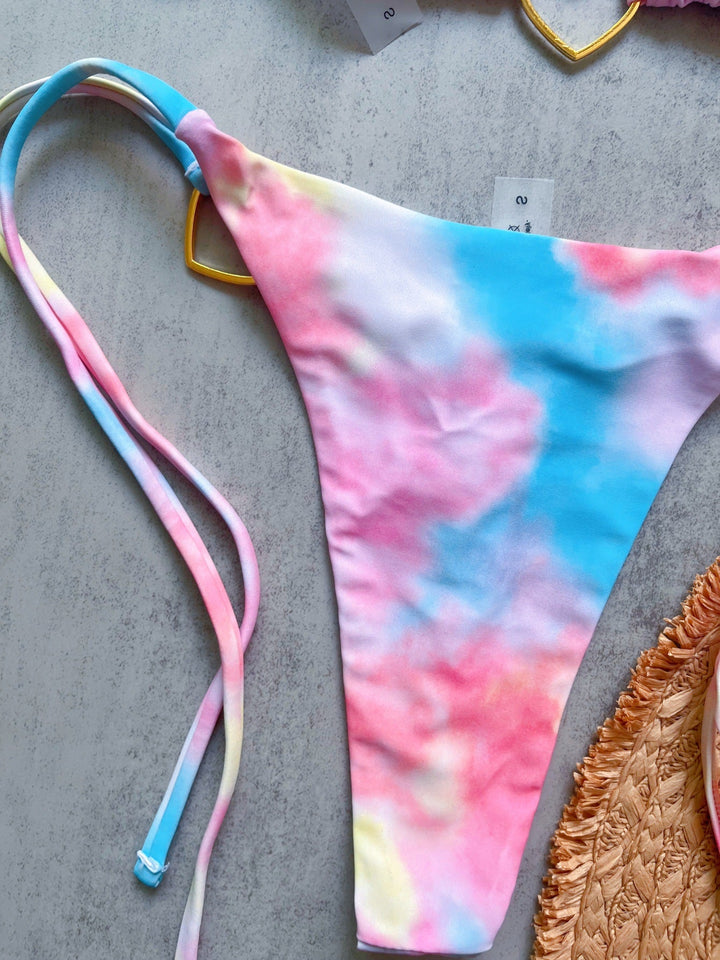 Floral Print Love Accessories Bikini Set Low Waist Lace up Biquini