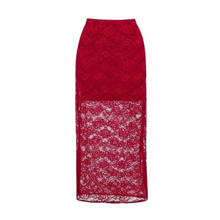 Swimsuit Red Sexy Lace One Piece Swimsuit Women Maxi Skirt