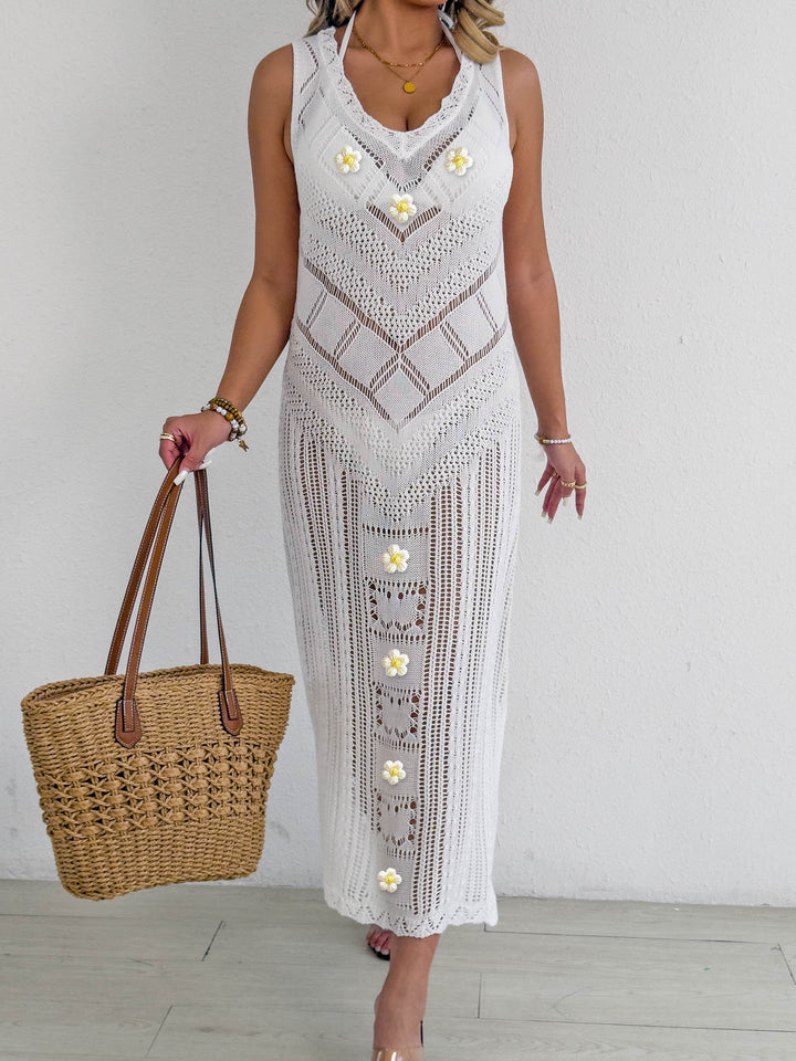 Beach Beach Cover Up Women Sexy Cutout Woven Shirt Vest Dress Hand Crocheted Stitching Holiday Dress