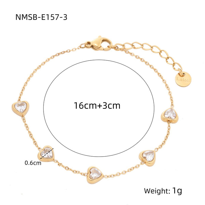 Loving Heart Zircon Stainless Steel Bracelet Special Interest Design Light Luxury All Match High Grade Women Bracelet