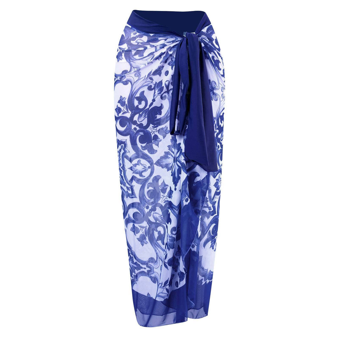 One Piece Swimsuit Women Skinny Slimming Vintage Printed Chiffon Dress with Steel Bracket Hard Bag Swimsuit