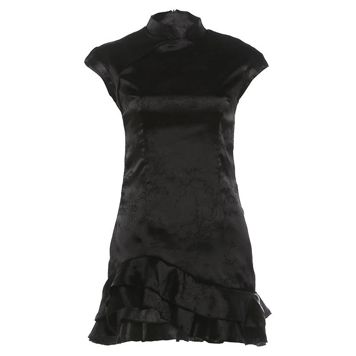 Summer Women Clothing Trendy Wild Short Flounced Hemline Slim Fit Dress