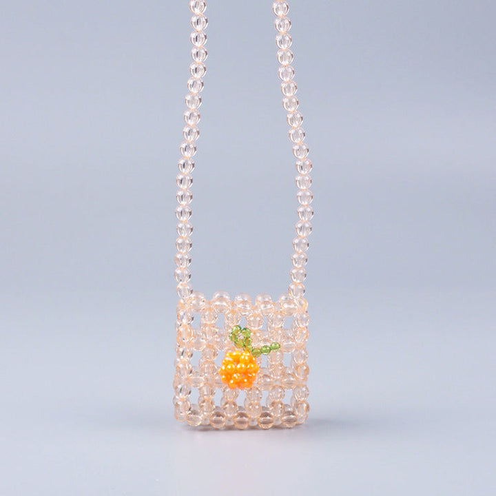 Mini Headset Shoulder Crossbody Small Square Bag Beaded Acrylic Special Interest All Match Bag